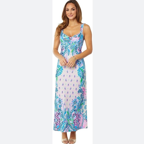 🦄 RARE Lilly Pulitzer Ambria Maxi Dress Macademia Haute Cature Engineered - Picture 6 of 8